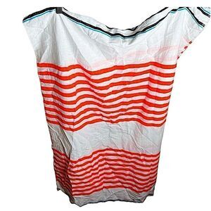 Lemlem Gauze Striped Fringe Sarong/Scarf Orange/white